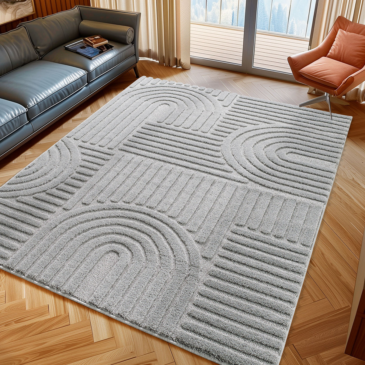 Amy 1121 grau  · Modernes 3D-Reliefdesign