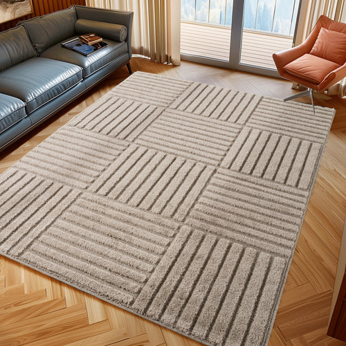 Amy 1123 beige  · Modernes geometrisches 3D-Reliefdesign