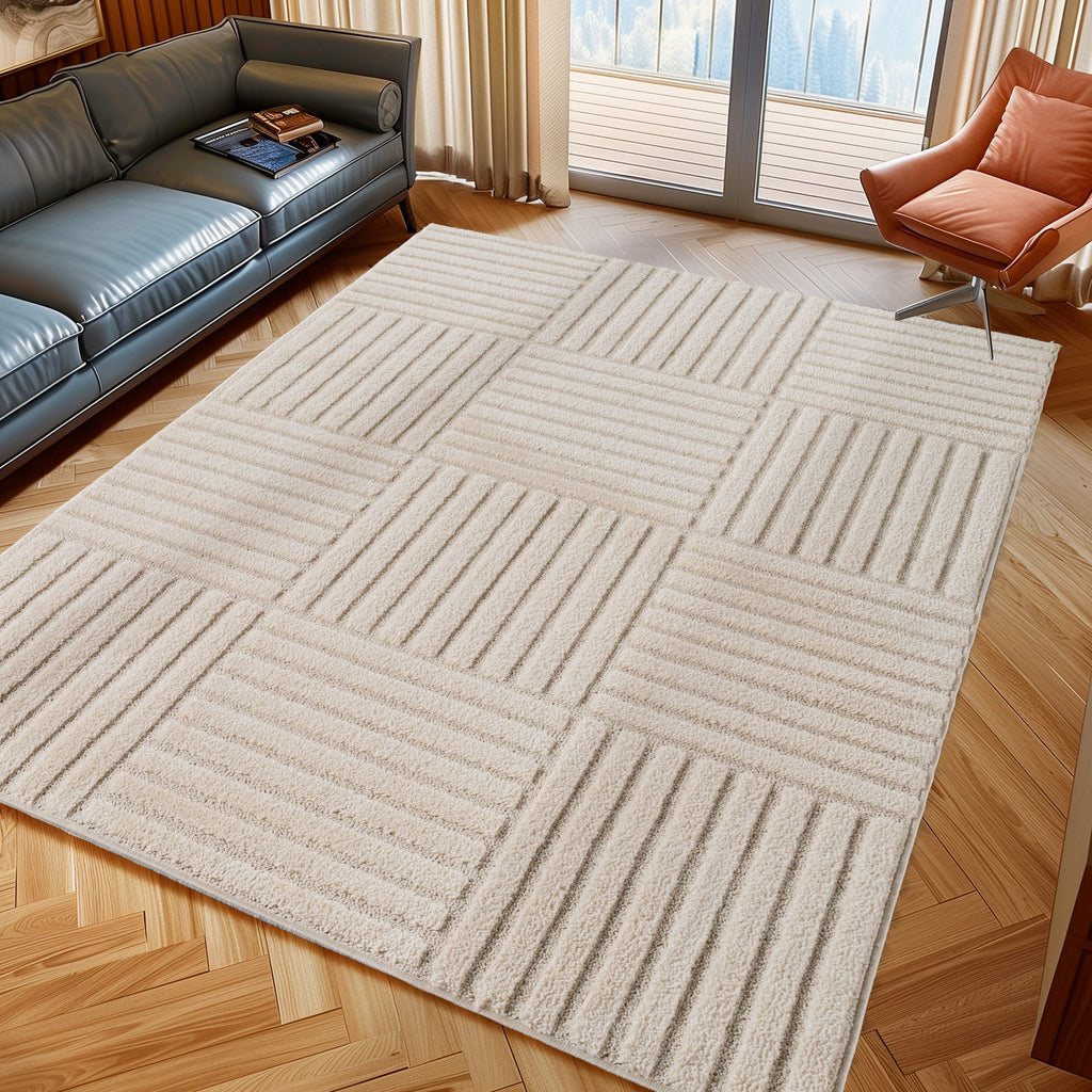 Amy 1123 creme  · Modernes geometrisches 3D-Reliefdesign
