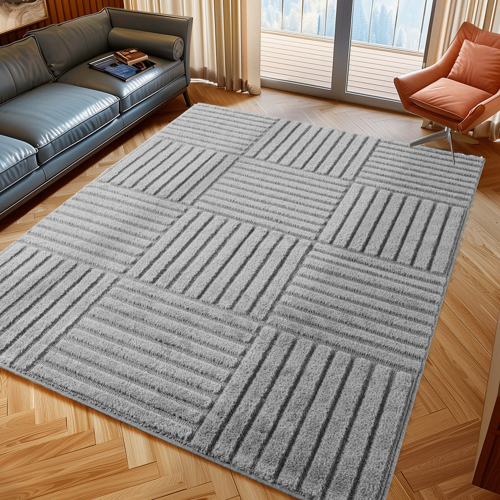 Amy 1123 grau · Modernes geometrisches 3D-Reliefdesign