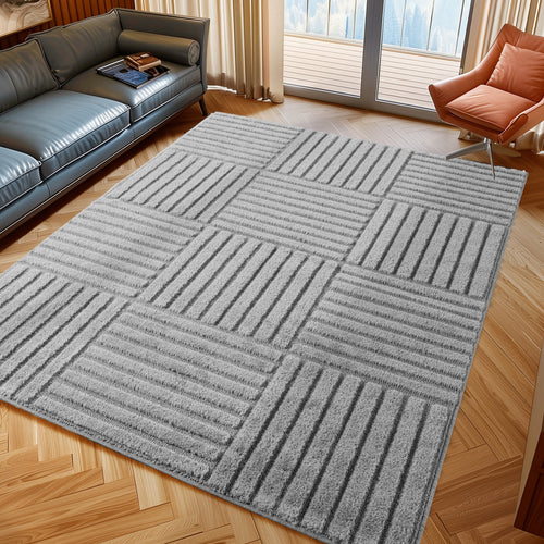 Amy 1123 grau · Modernes geometrisches 3D-Reliefdesign