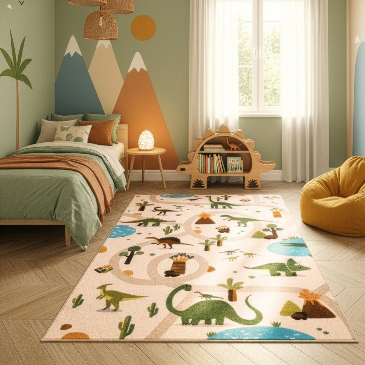 Mila Kids 1131 beige · Kinderteppich Dino Abenteuer