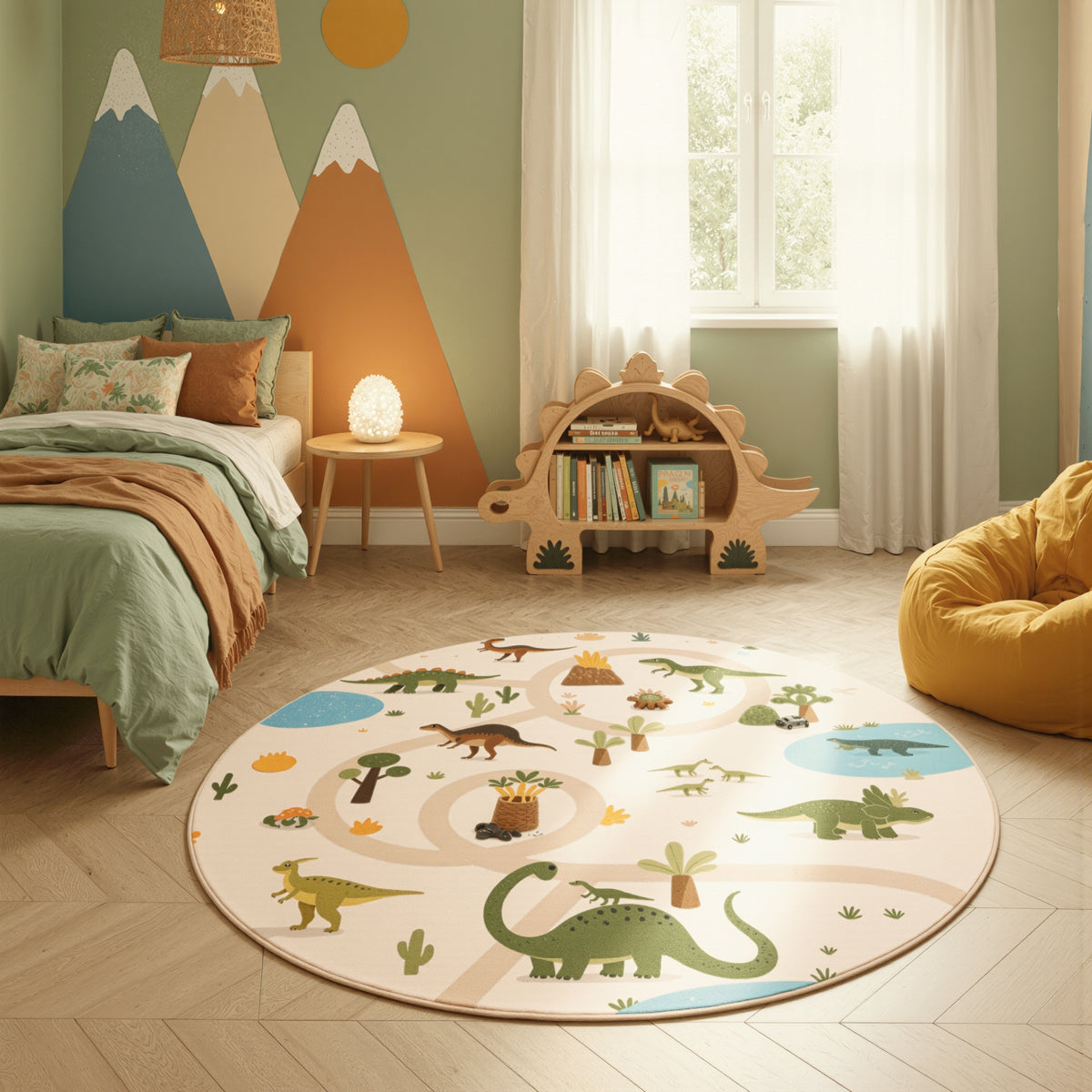 Mila Kids 1131 beige · Kinderteppich Dino Abenteuer