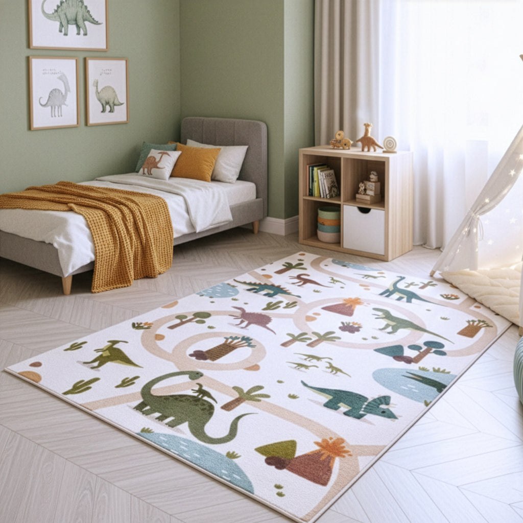 Mila Kids 1131 creme · Kinderteppich Dino Abenteuer