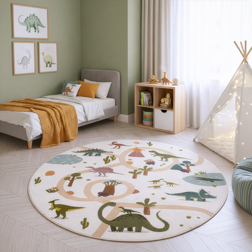 Mila Kids 1131 creme · Kinderteppich Dino Abenteuer