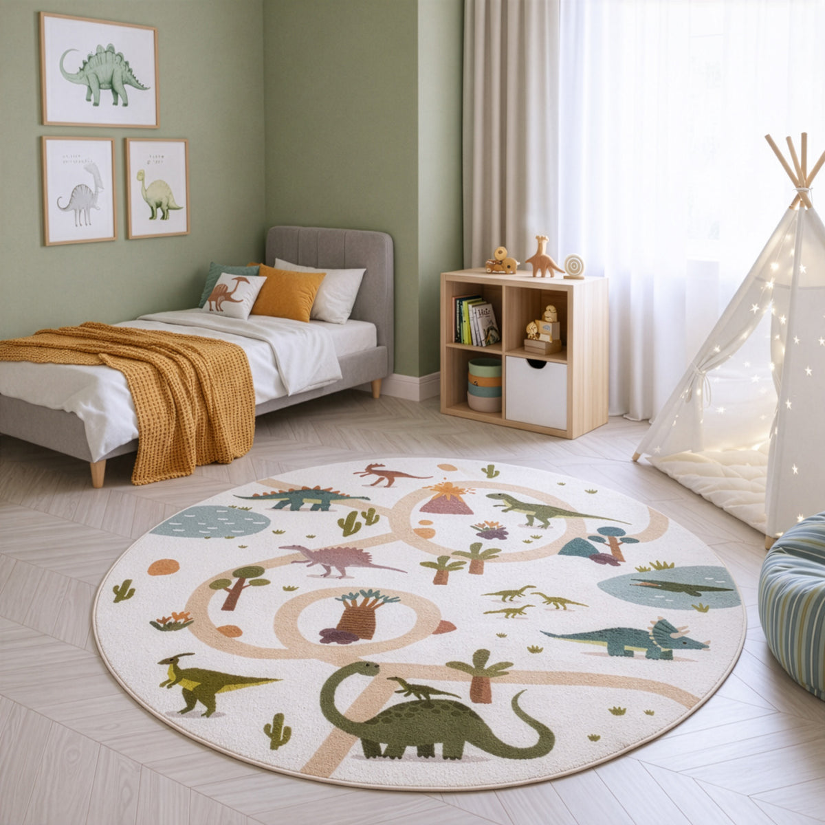 Mila Kids 1131 creme · Kinderteppich Dino Abenteuer