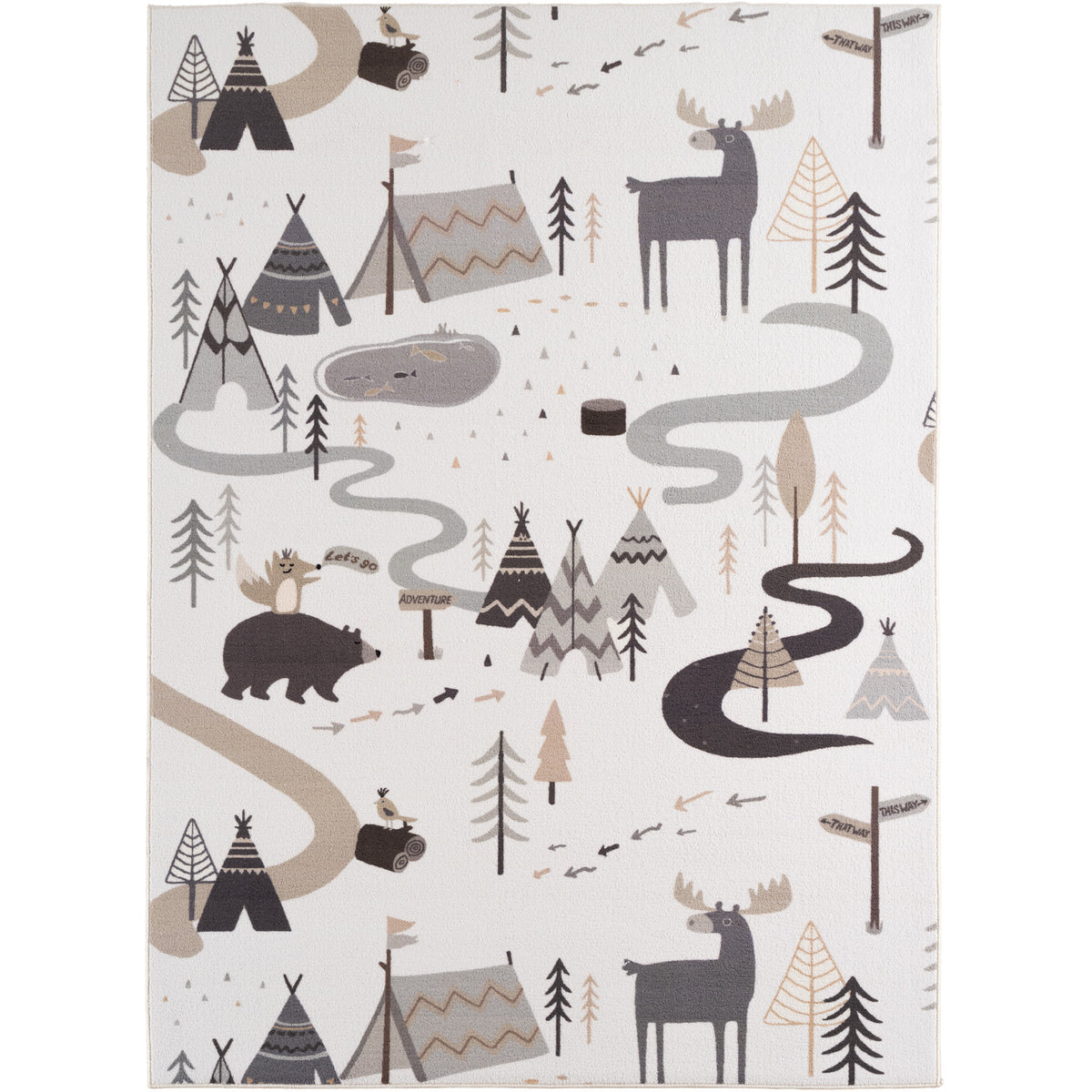Mila Kids 1135 creme · Kinderteppich Little Forest Adventure