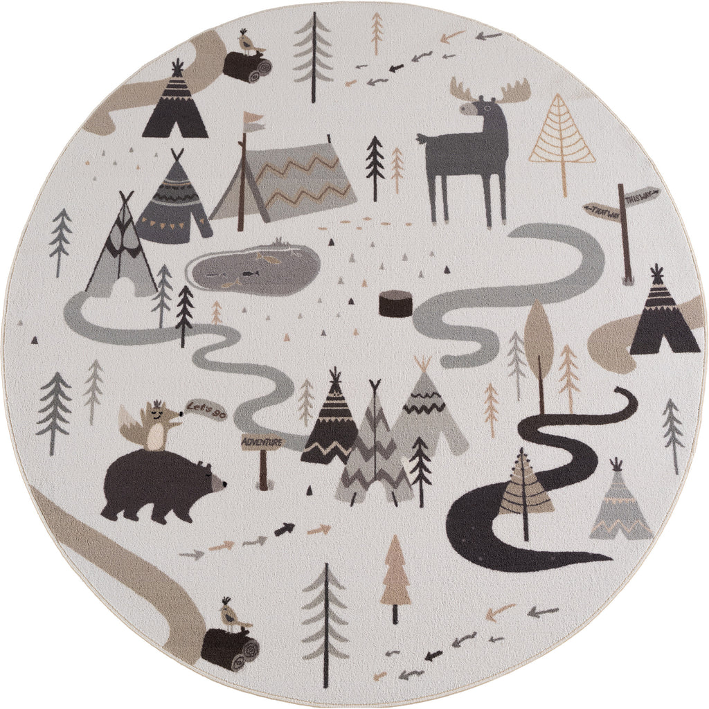 Mila Kids 1135 creme · Kinderteppich Little Forest Adventure