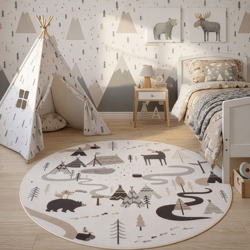 Mila Kids 1135 creme · Kinderteppich Little Forest Adventure
