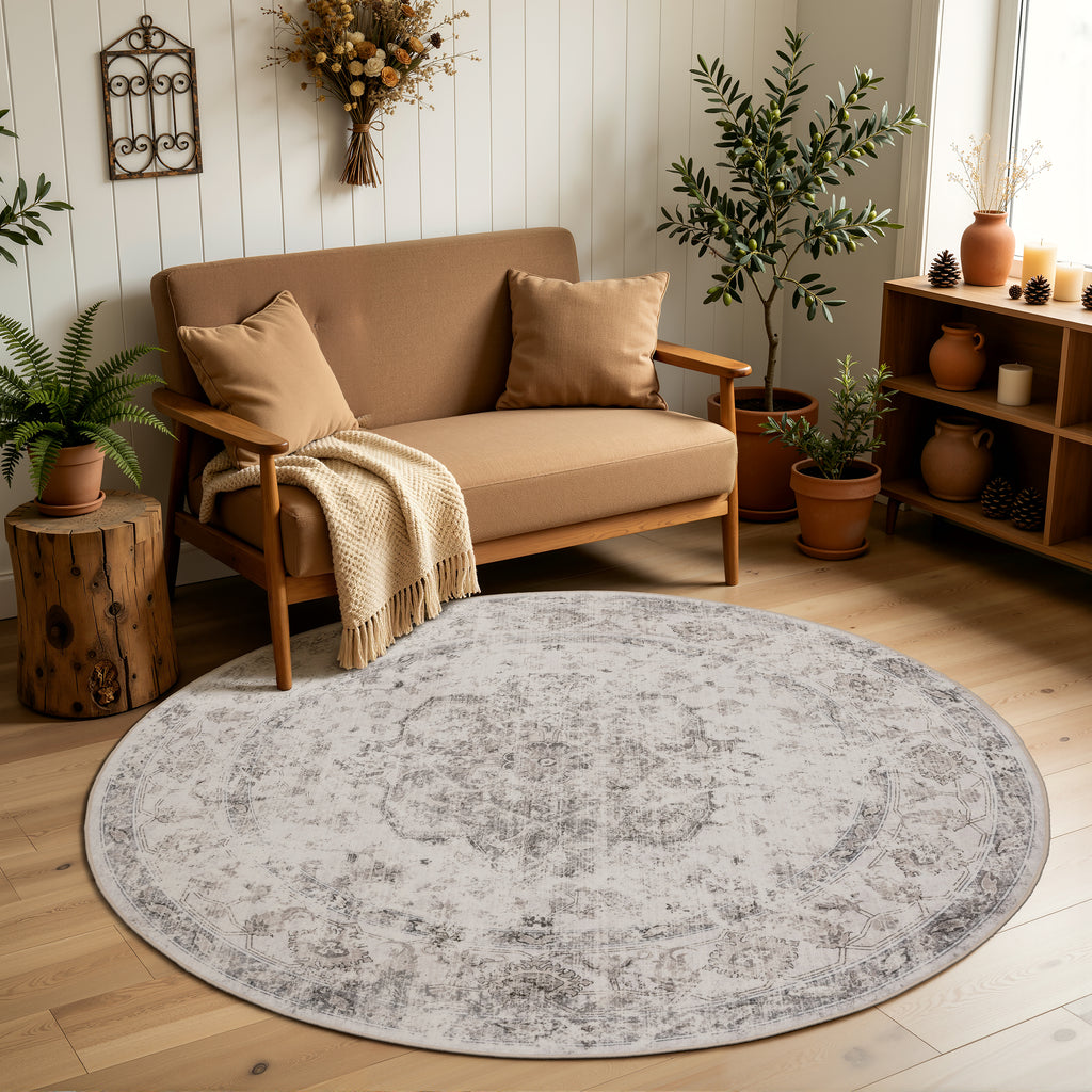 Lina 1141 beige · Waschbarer Vintage Teppich - Zeitlose Eleganz