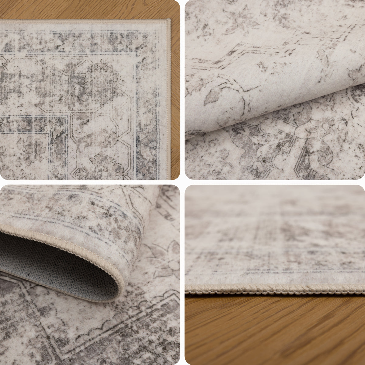 Lina 1141 beige · Waschbarer Vintage Teppich - Zeitlose Eleganz