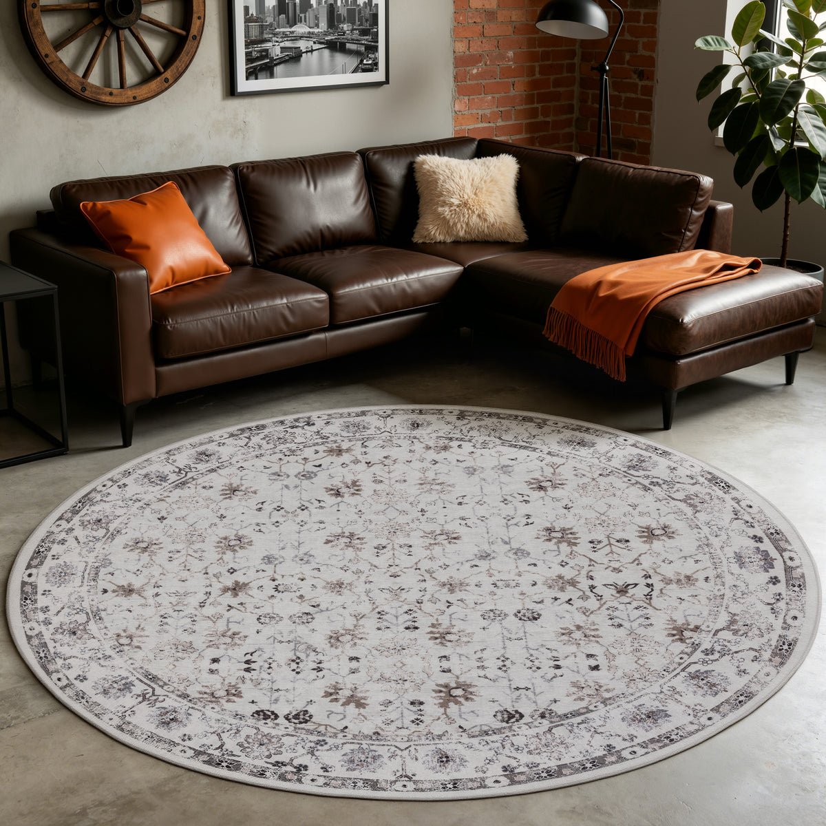 Lina 1142 creme · Waschbarer Vintage Teppich - Zeitlose Eleganz