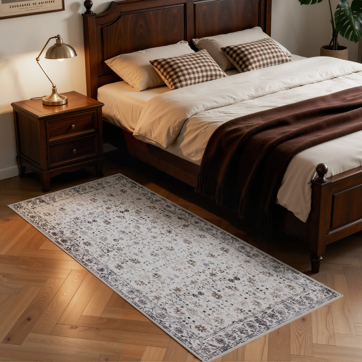 Lina 1142 creme · Waschbarer Vintage Teppich - Zeitlose Eleganz