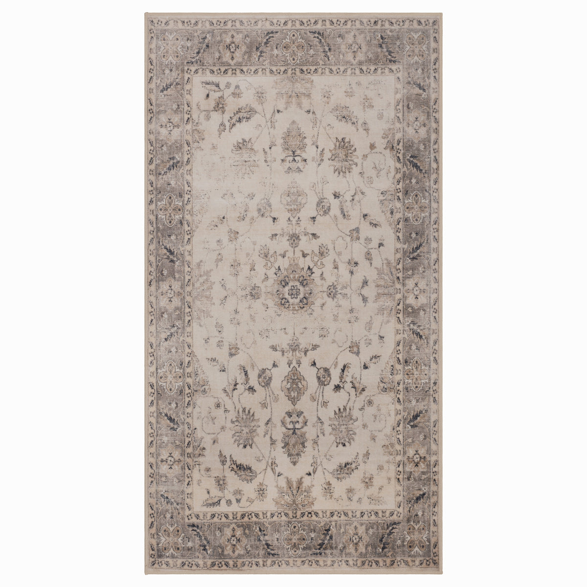 Lina 1143 beige · Waschbarer Vintage Teppich - Zeitlose Eleganz