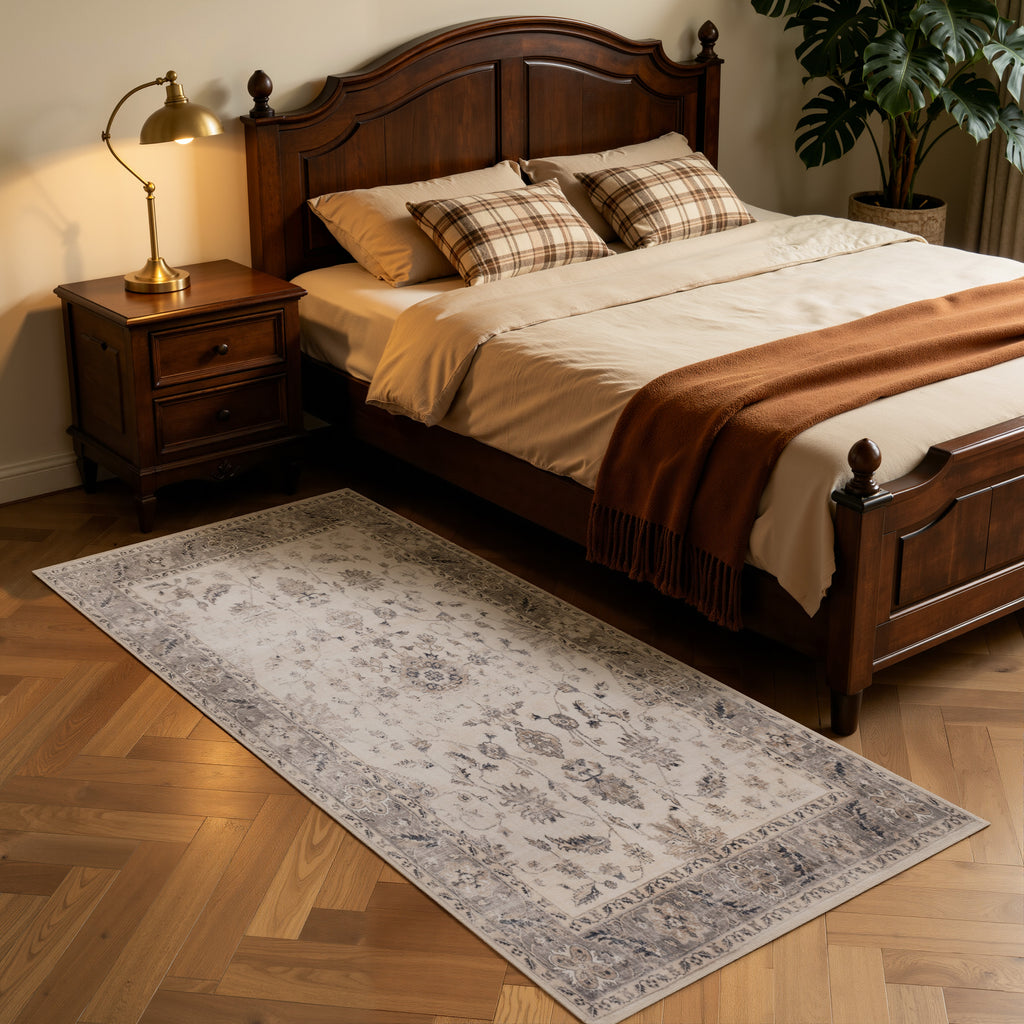 Lina 1143 beige · Waschbarer Vintage Teppich - Zeitlose Eleganz