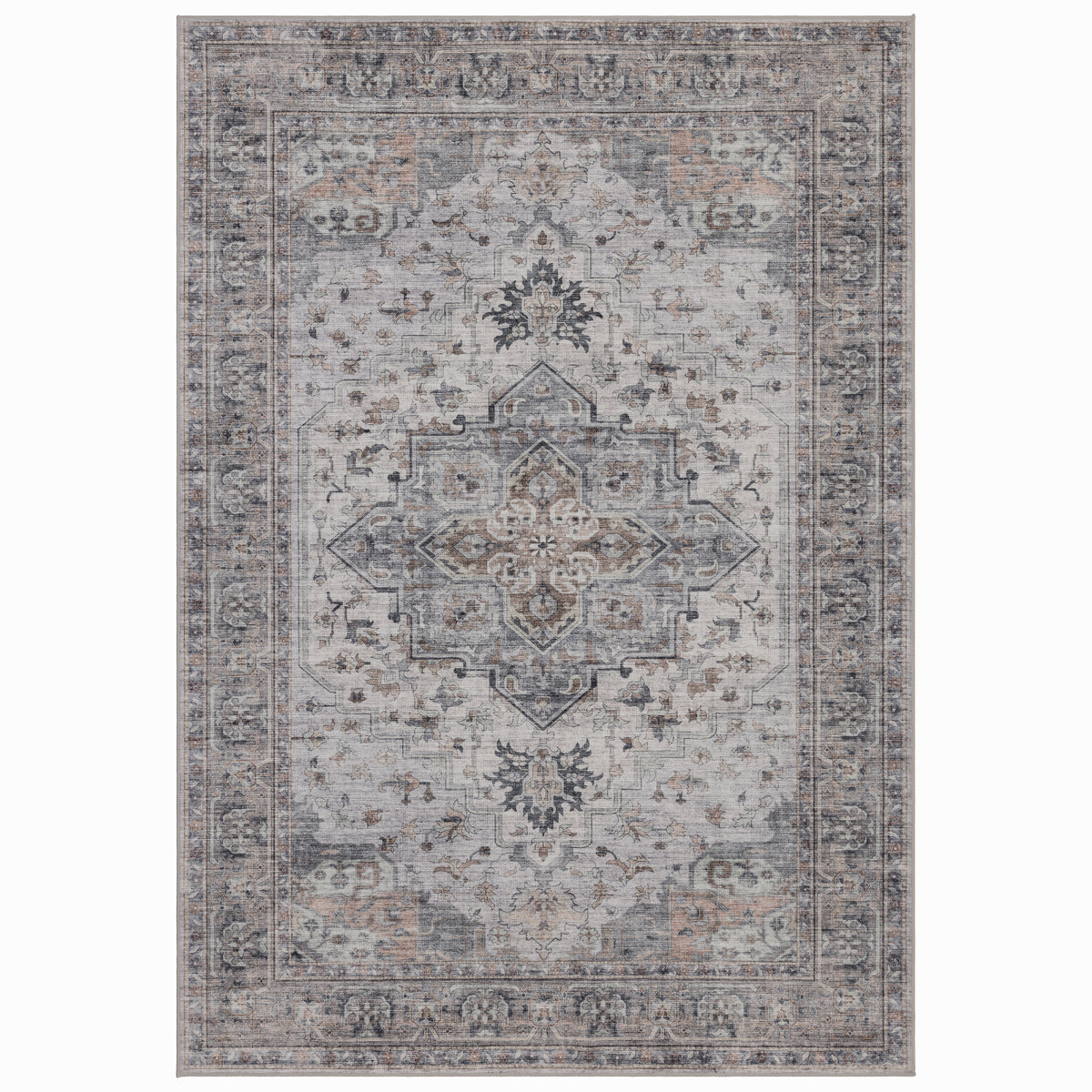 Lina 1144 beige · Waschbarer Vintage Teppich - Zeitlose Eleganz