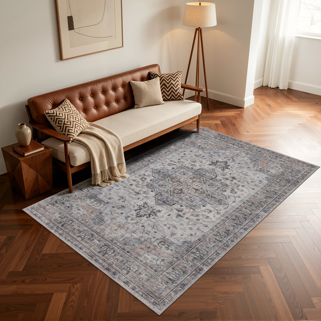 Lina 1144 beige · Waschbarer Vintage Teppich - Zeitlose Eleganz