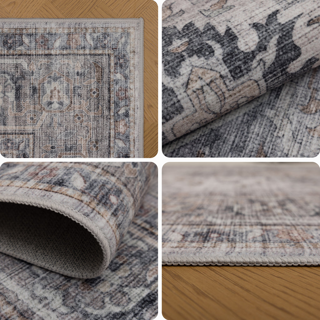 Lina 1144 beige · Waschbarer Vintage Teppich - Zeitlose Eleganz