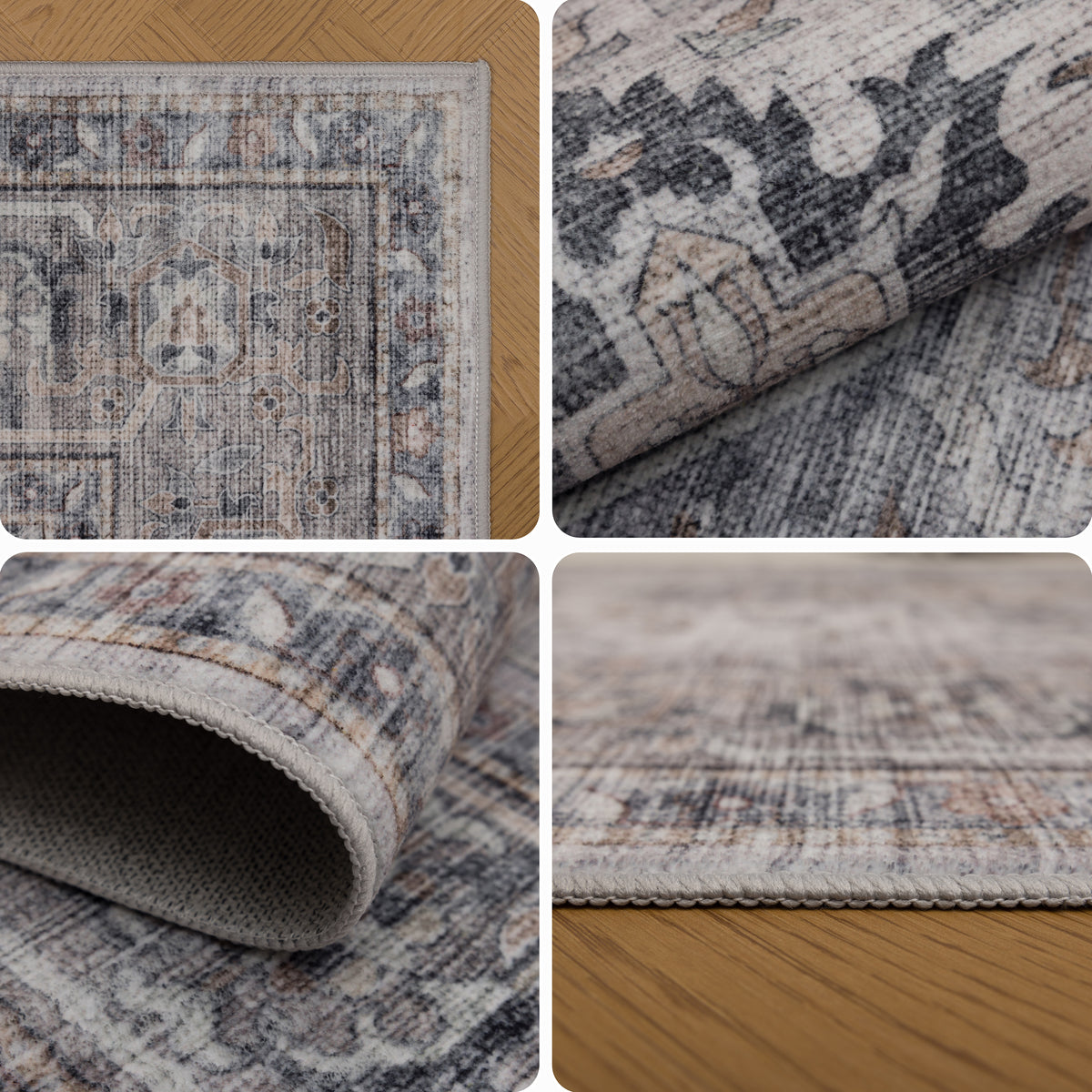 Lina 1144 beige · Waschbarer Vintage Teppich - Zeitlose Eleganz
