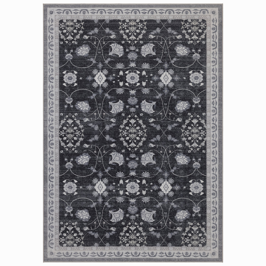 Lina 1146 black · Waschbarer Vintage Teppich - Zeitlose Eleganz