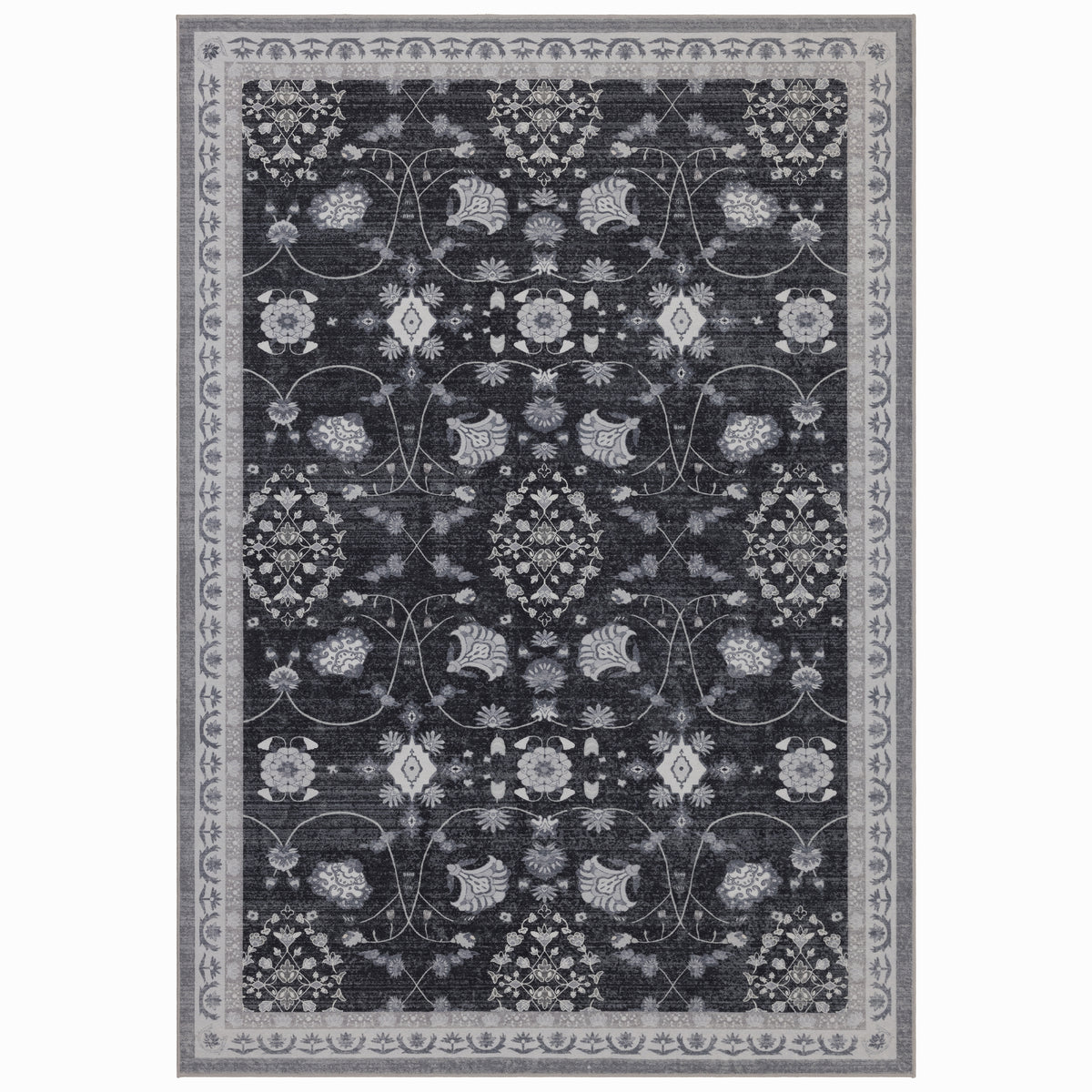 Lina 1146 black · Waschbarer Vintage Teppich - Zeitlose Eleganz