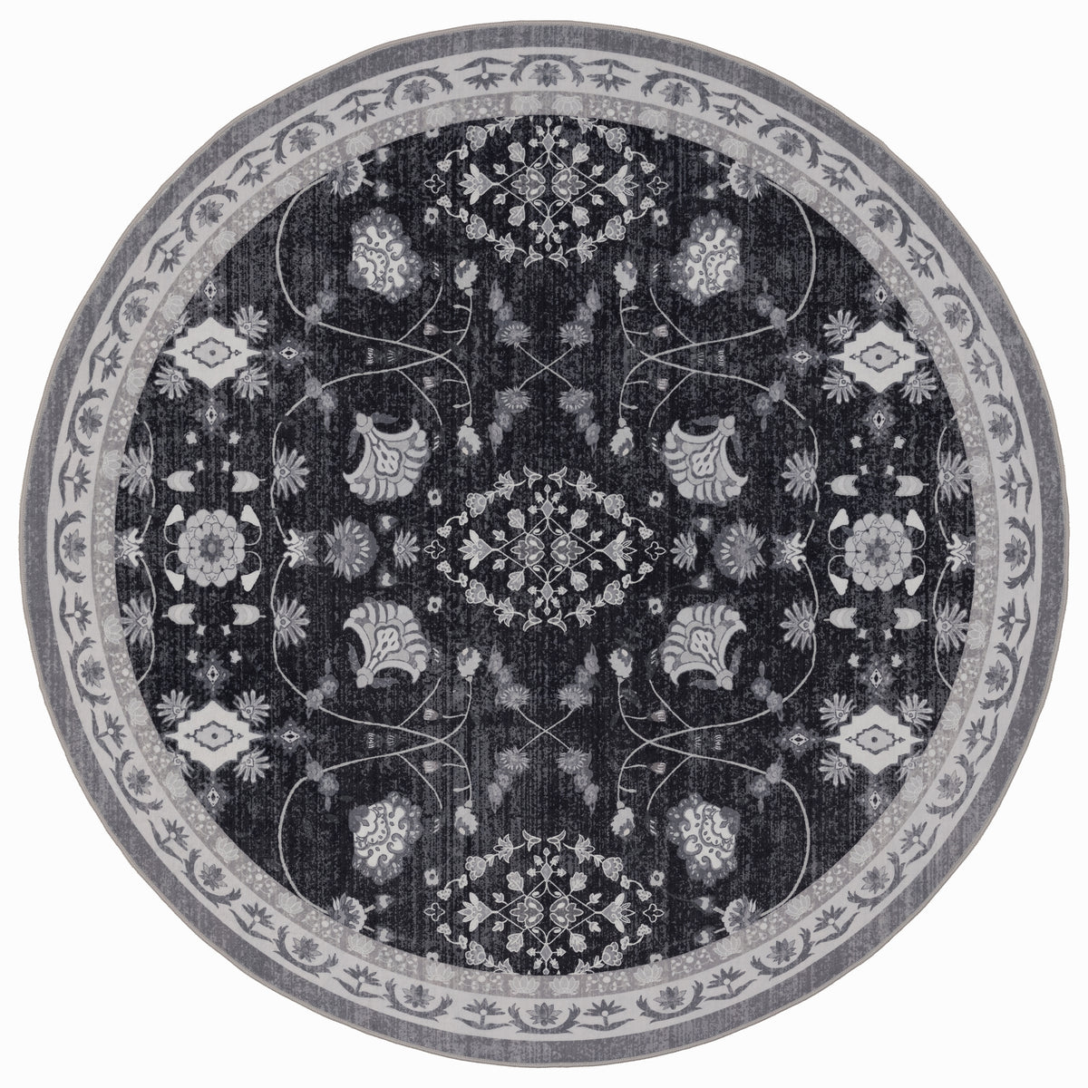 Lina 1146 black · Waschbarer Vintage Teppich - Zeitlose Eleganz