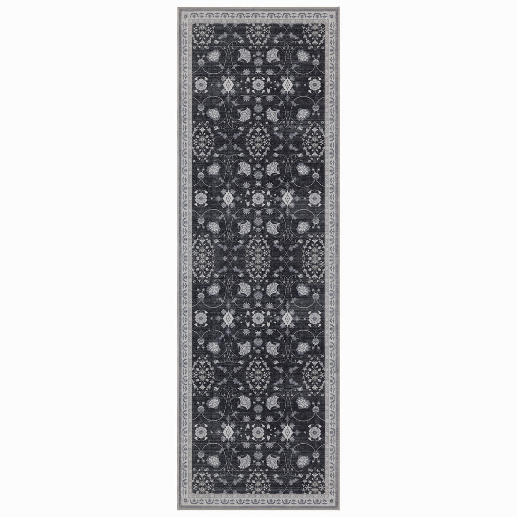 Lina 1146 black · Waschbarer Vintage Teppich - Zeitlose Eleganz