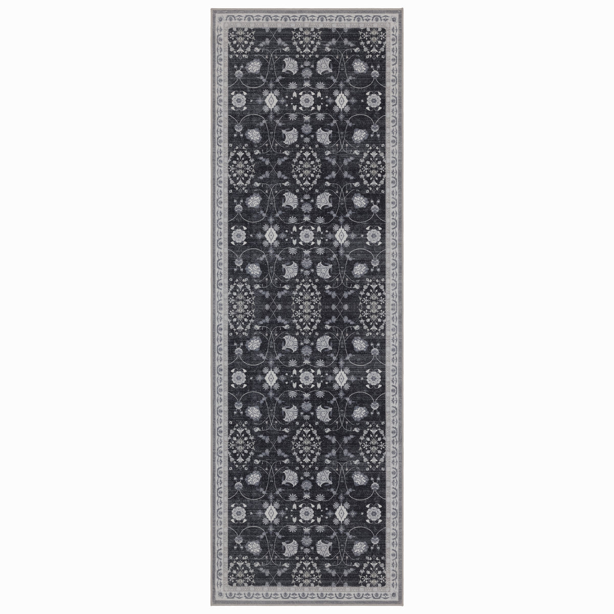 Lina 1146 black · Waschbarer Vintage Teppich - Zeitlose Eleganz