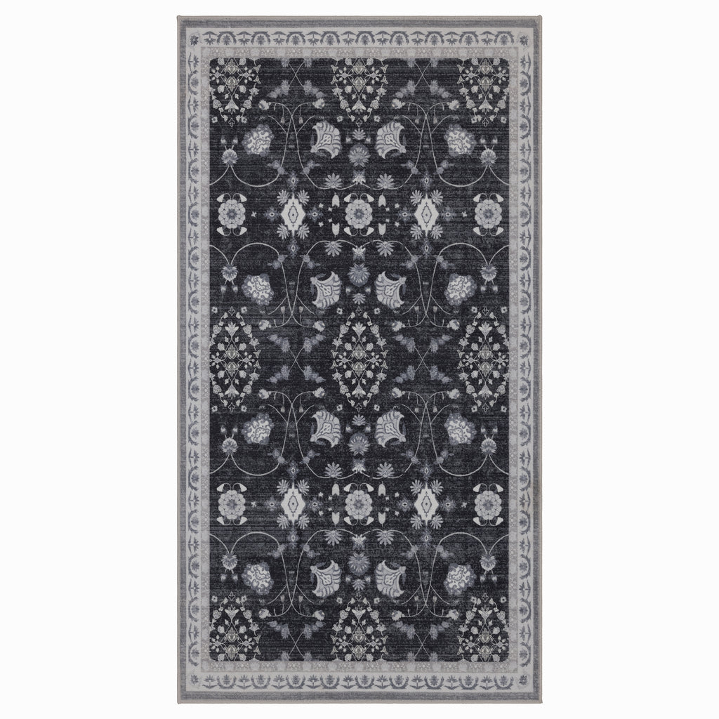 Lina 1146 black · Waschbarer Vintage Teppich - Zeitlose Eleganz