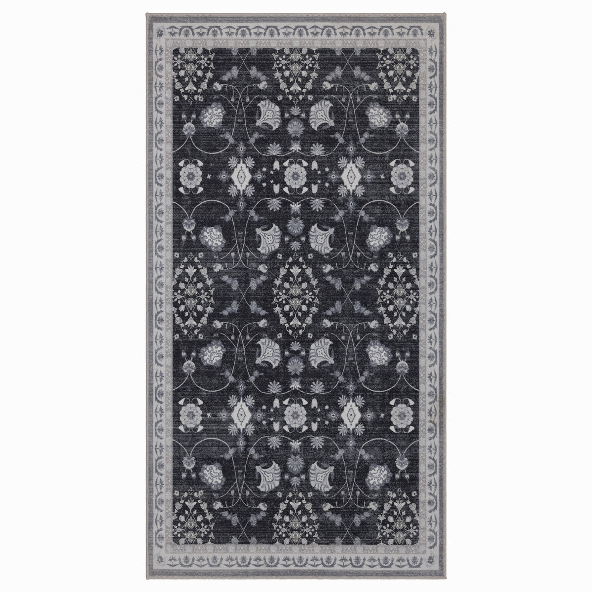Lina 1146 black · Waschbarer Vintage Teppich - Zeitlose Eleganz