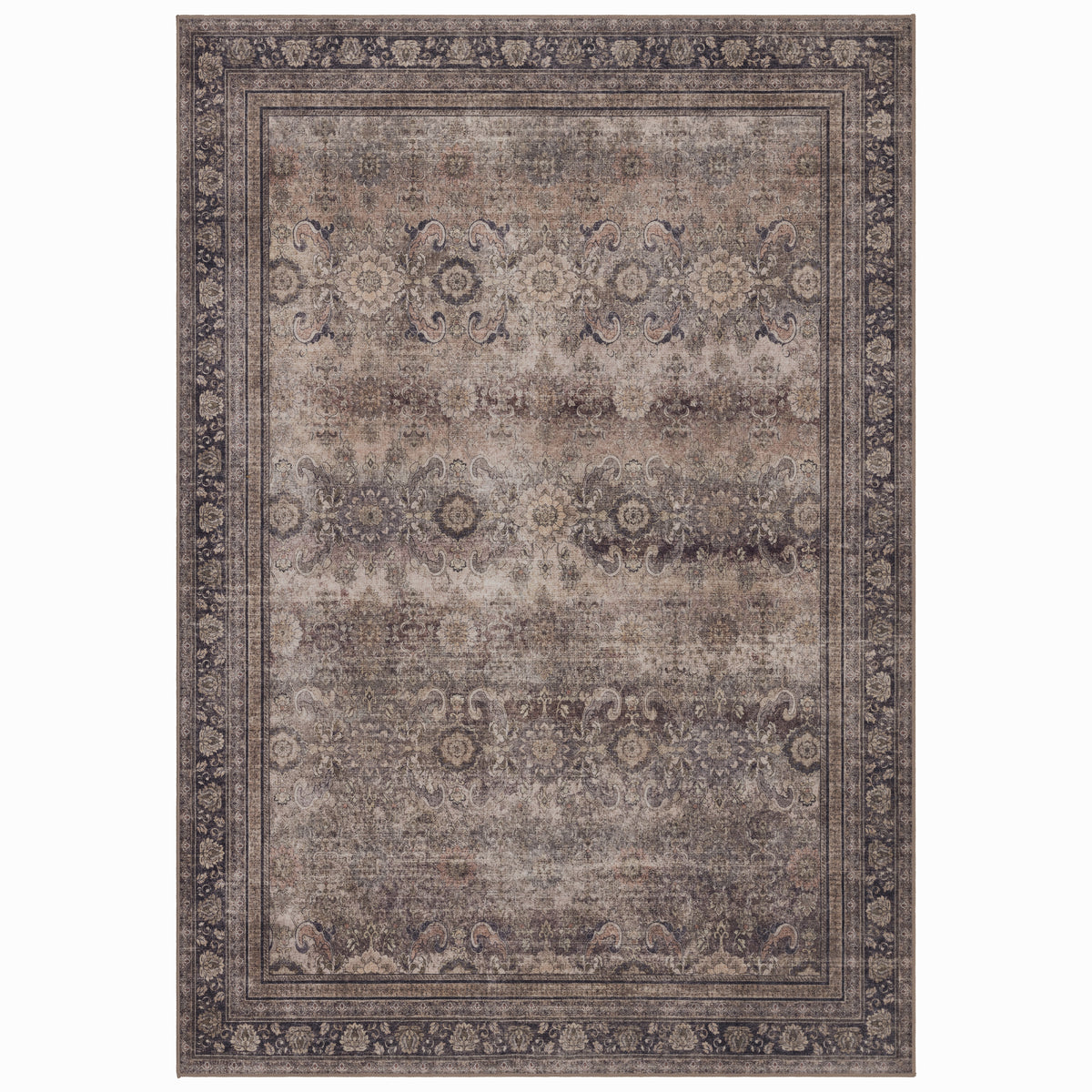Lina 1147 braun · Waschbarer Vintage Teppich - Zeitlose Eleganz