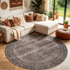 Lina 1147 braun · Waschbarer Vintage Teppich - Zeitlose Eleganz