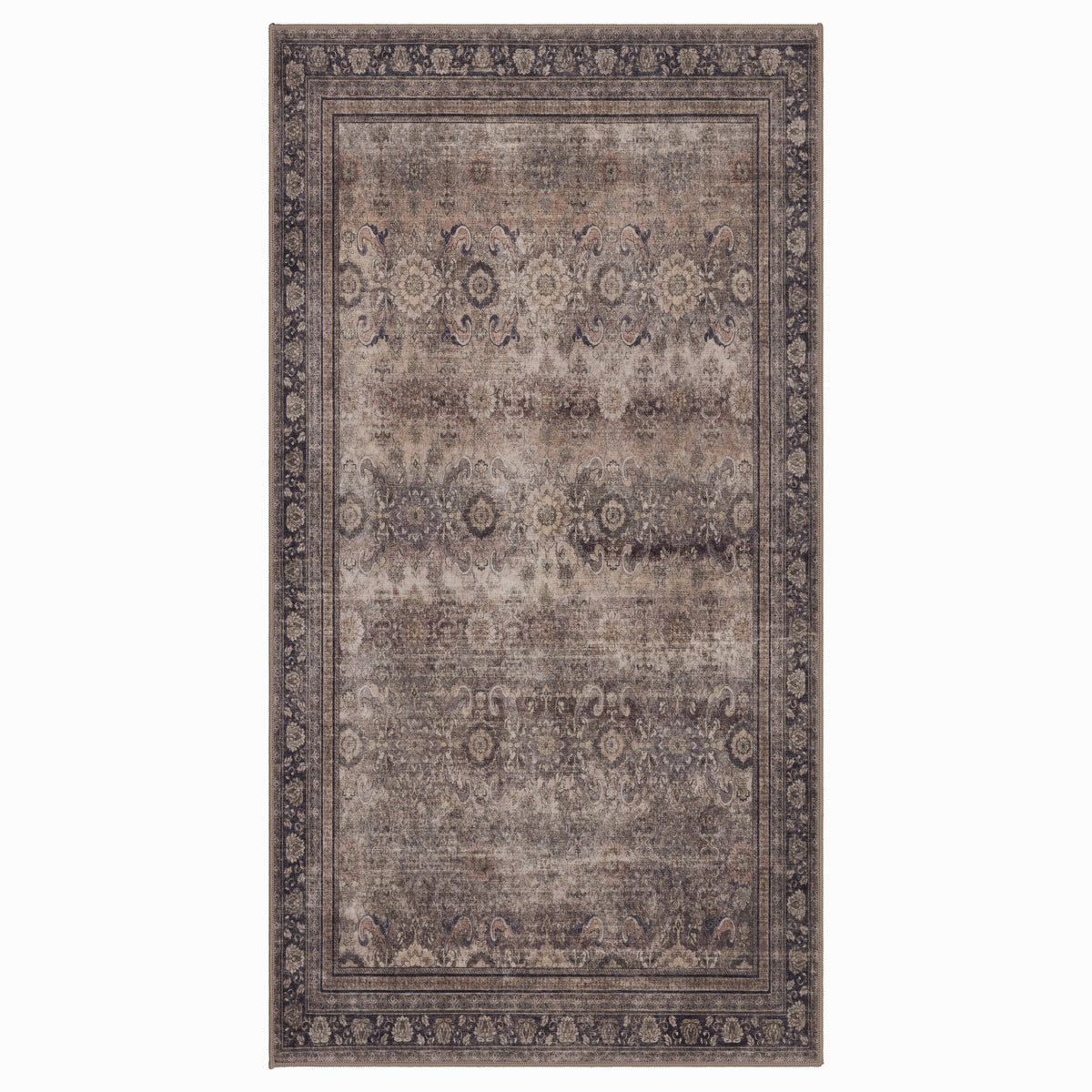 Lina 1147 braun · Waschbarer Vintage Teppich - Zeitlose Eleganz