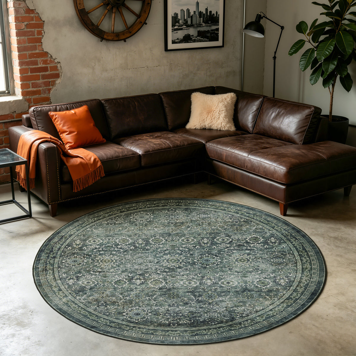 Lina 1148 grün · Waschbarer Vintage Teppich - Zeitlose Eleganz