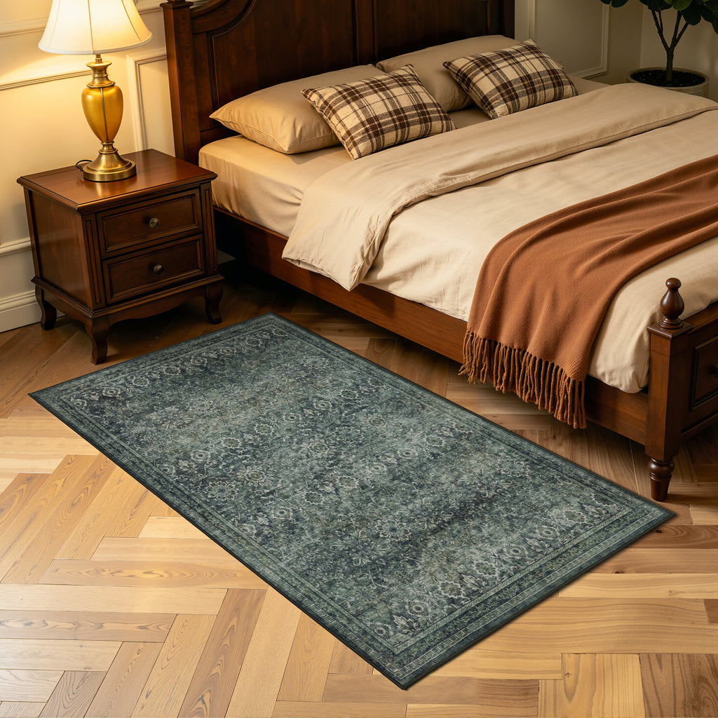 Lina 1148 grün · Waschbarer Vintage Teppich - Zeitlose Eleganz