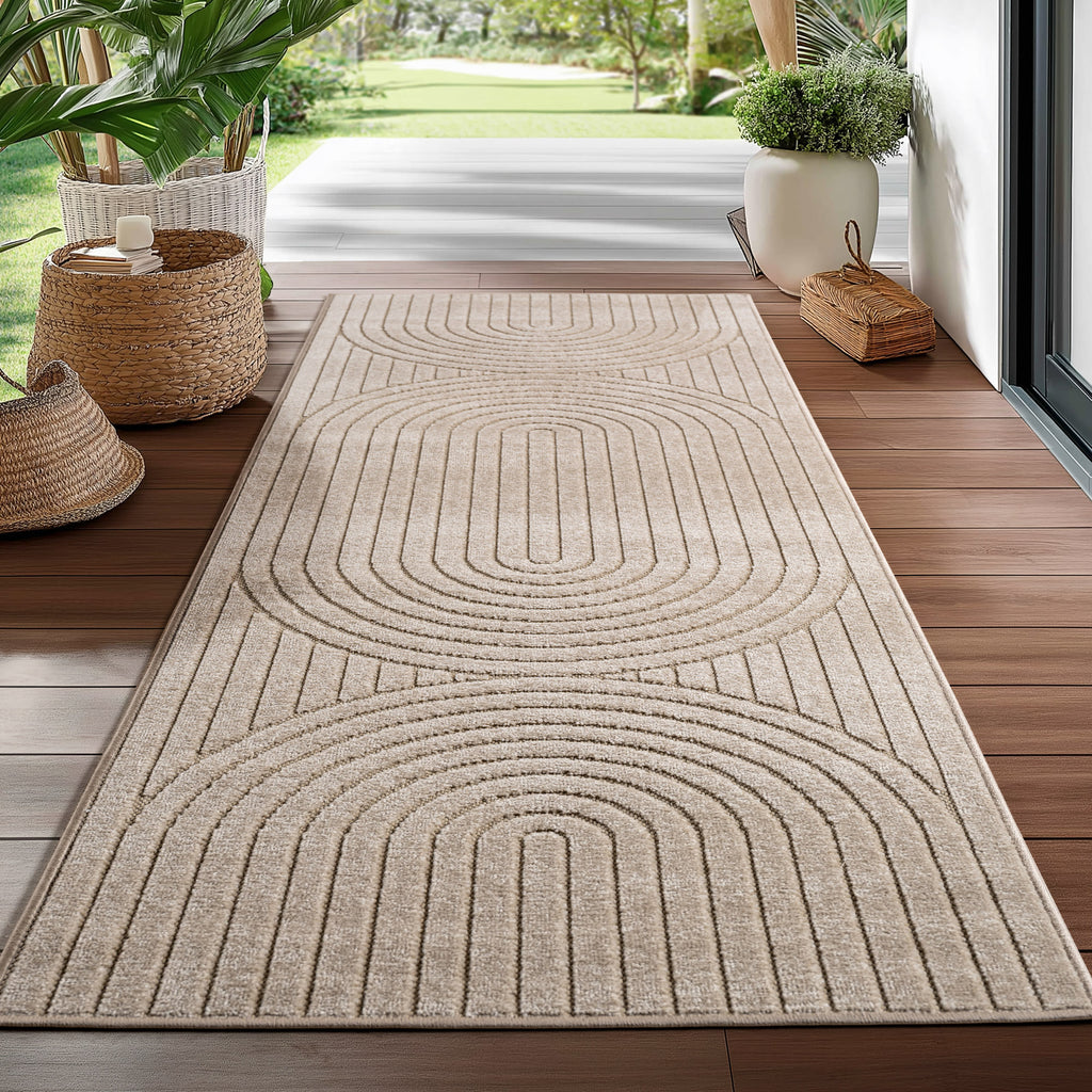 Nora 1201 beige · Moderner Teppich für Indoor & Outdoor