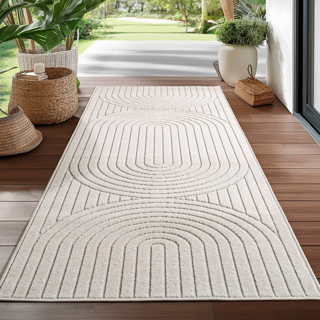 Nora 1201 creme · Moderner Teppich für Indoor & Outdoor