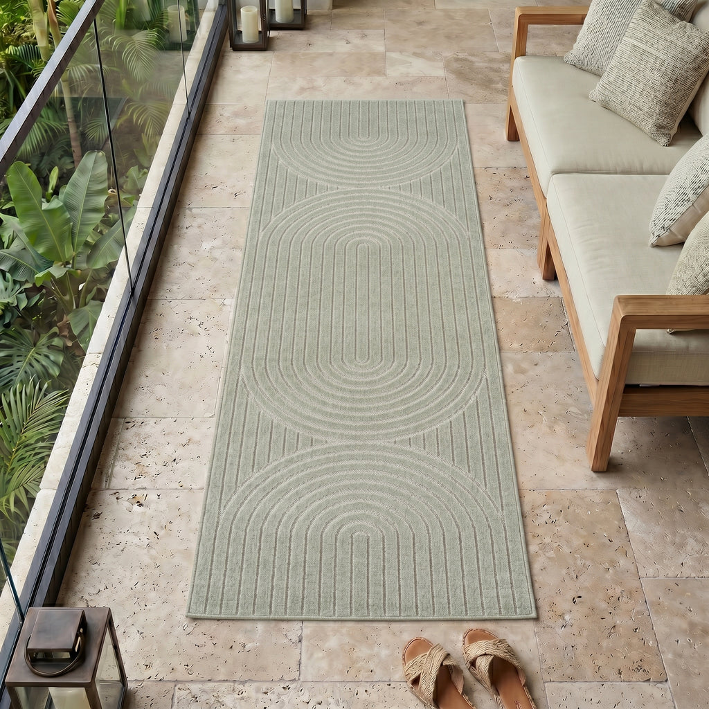 Nora 1201 grün · Moderner Teppich für Indoor & Outdoor