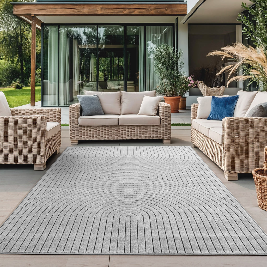 Nora 1201 grau · Moderner Teppich für Indoor & Outdoor