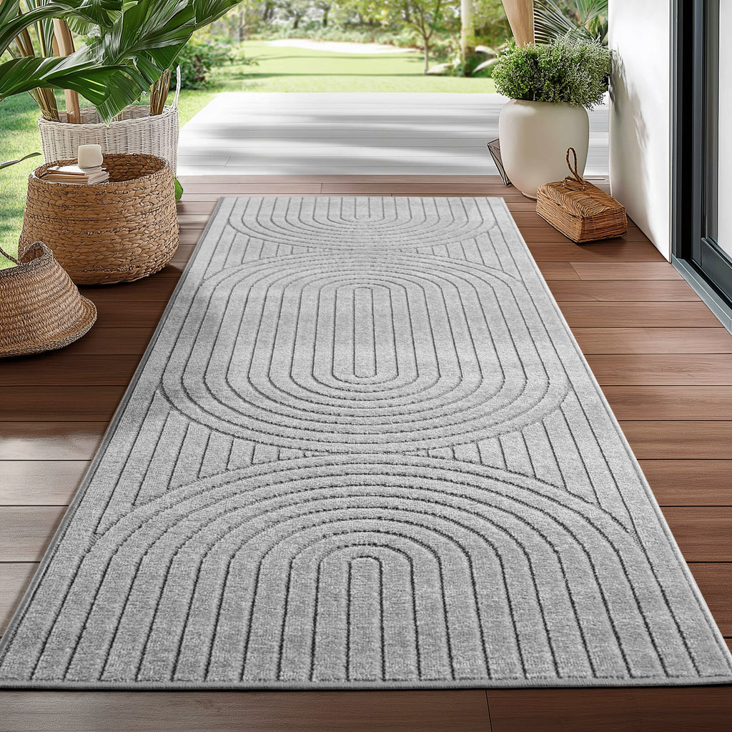 Nora 1201 grau · Moderner Teppich für Indoor & Outdoor