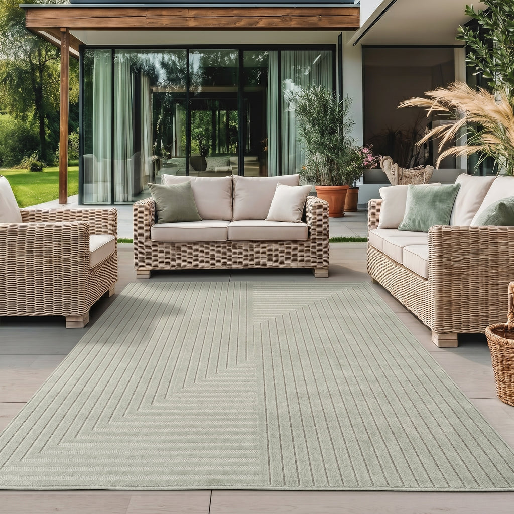 Nora 1202 salbeigrün · Moderner Teppich für Indoor & Outdoor