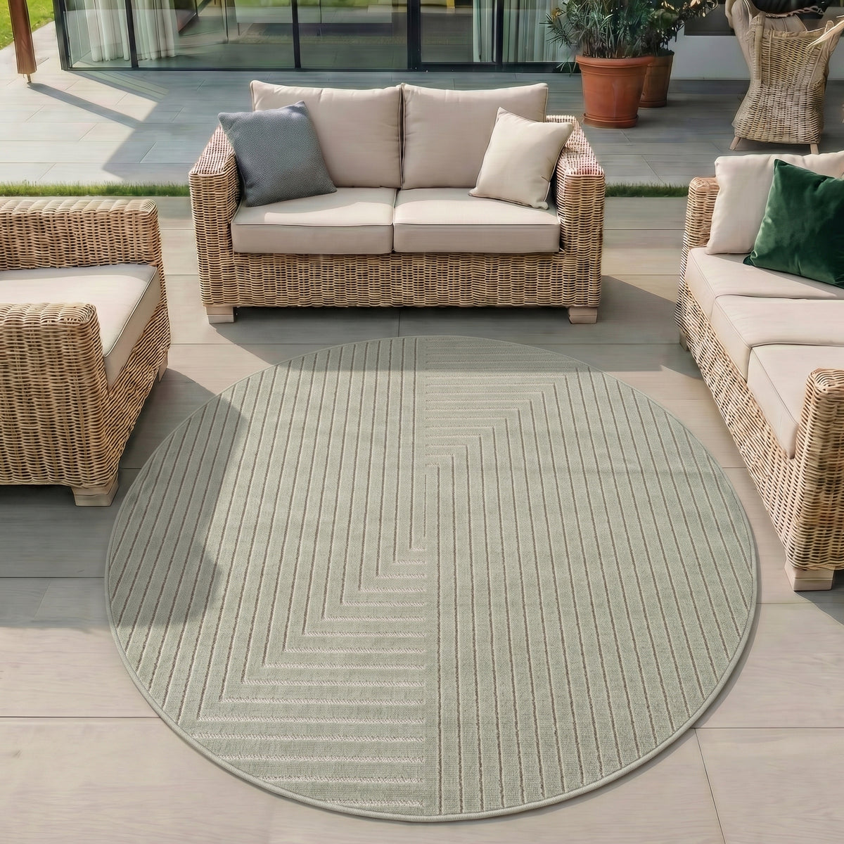 Nora 1202 salbeigrün · Moderner Teppich für Indoor & Outdoor