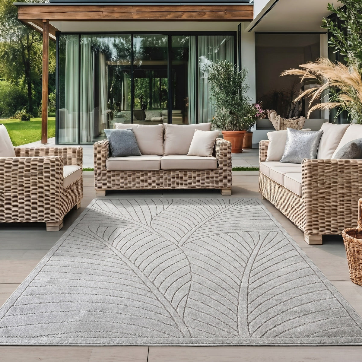 Nora 1203 grau · Moderner Teppich für Indoor & Outdoor