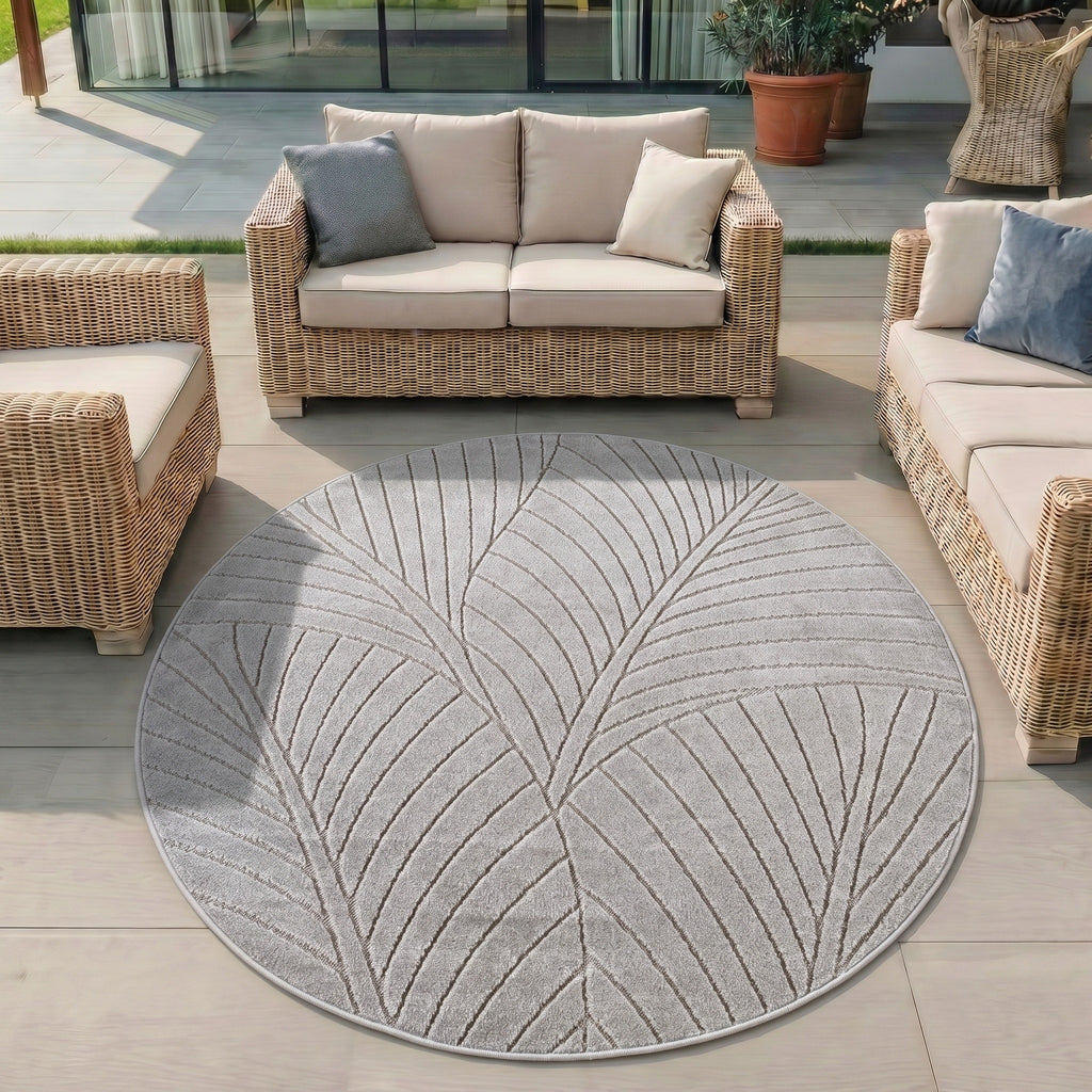 Nora 1203 grau · Moderner Teppich für Indoor & Outdoor