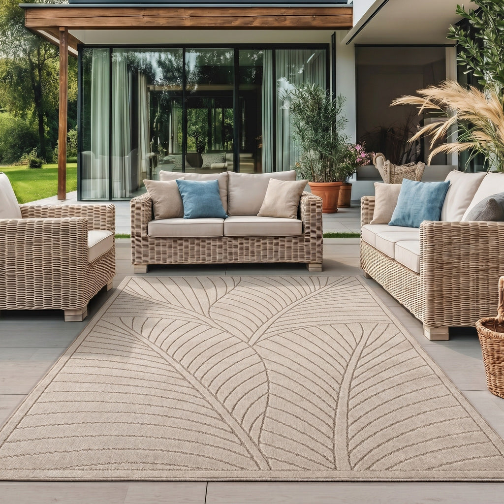 Nora 1203 beige · Moderner Teppich für Indoor & Outdoor