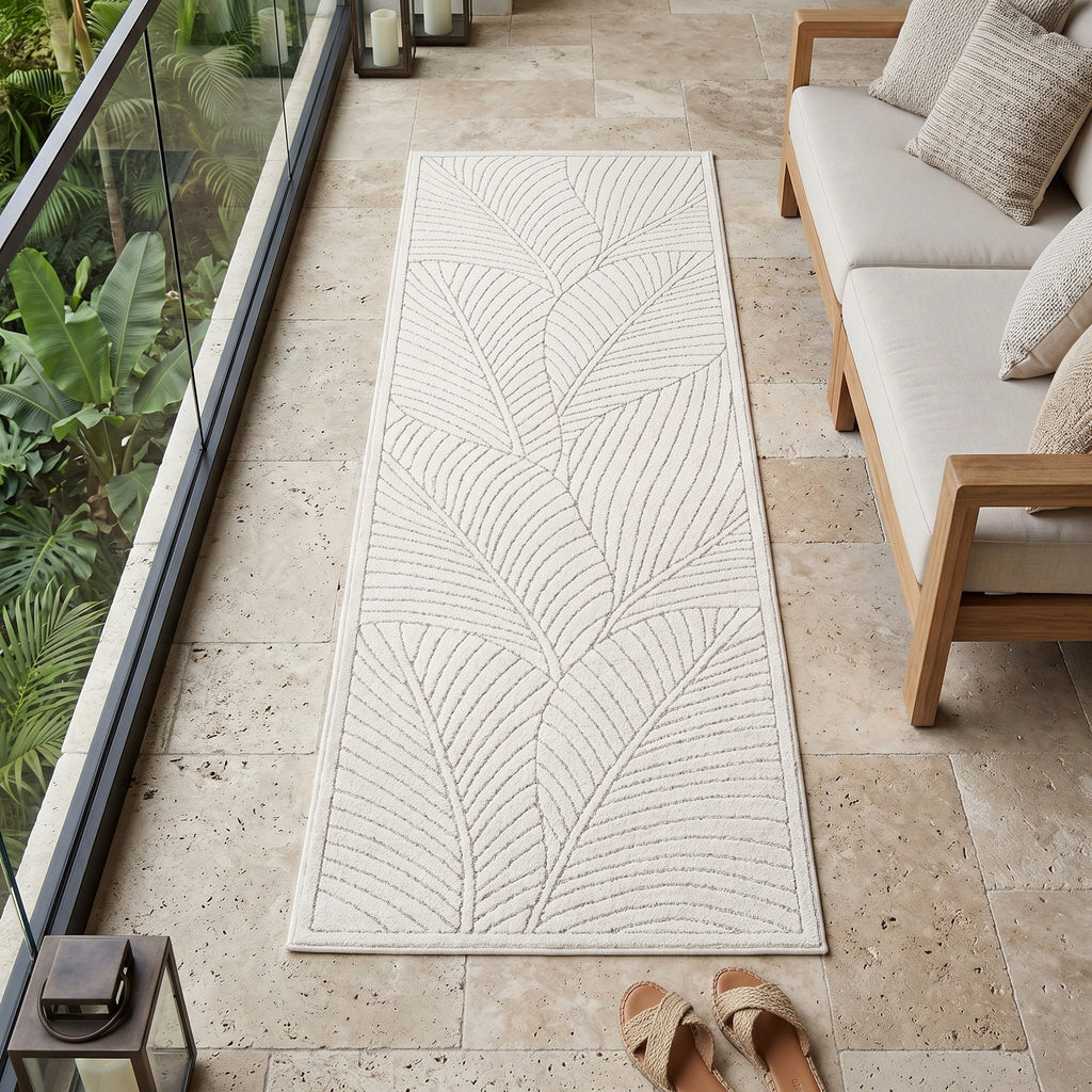 Nora 1203 creme · Moderner Teppich für Indoor & Outdoor
