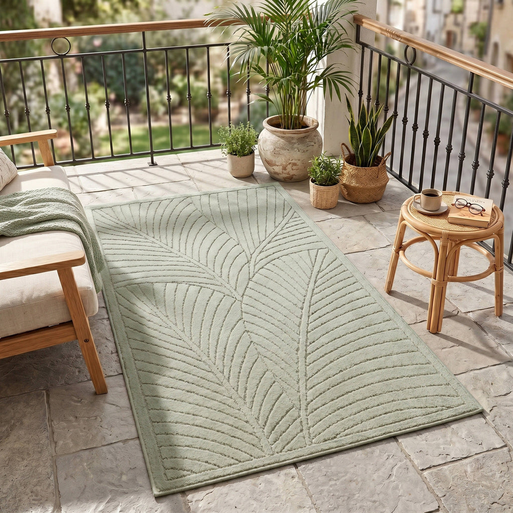 Nora 1203 salbeigrün · Moderner Teppich für Indoor & Outdoor