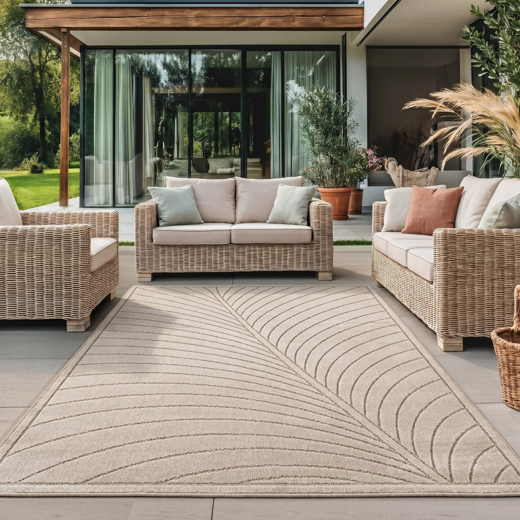 Nora 1204 beige · Moderner Teppich für Indoor & Outdoor