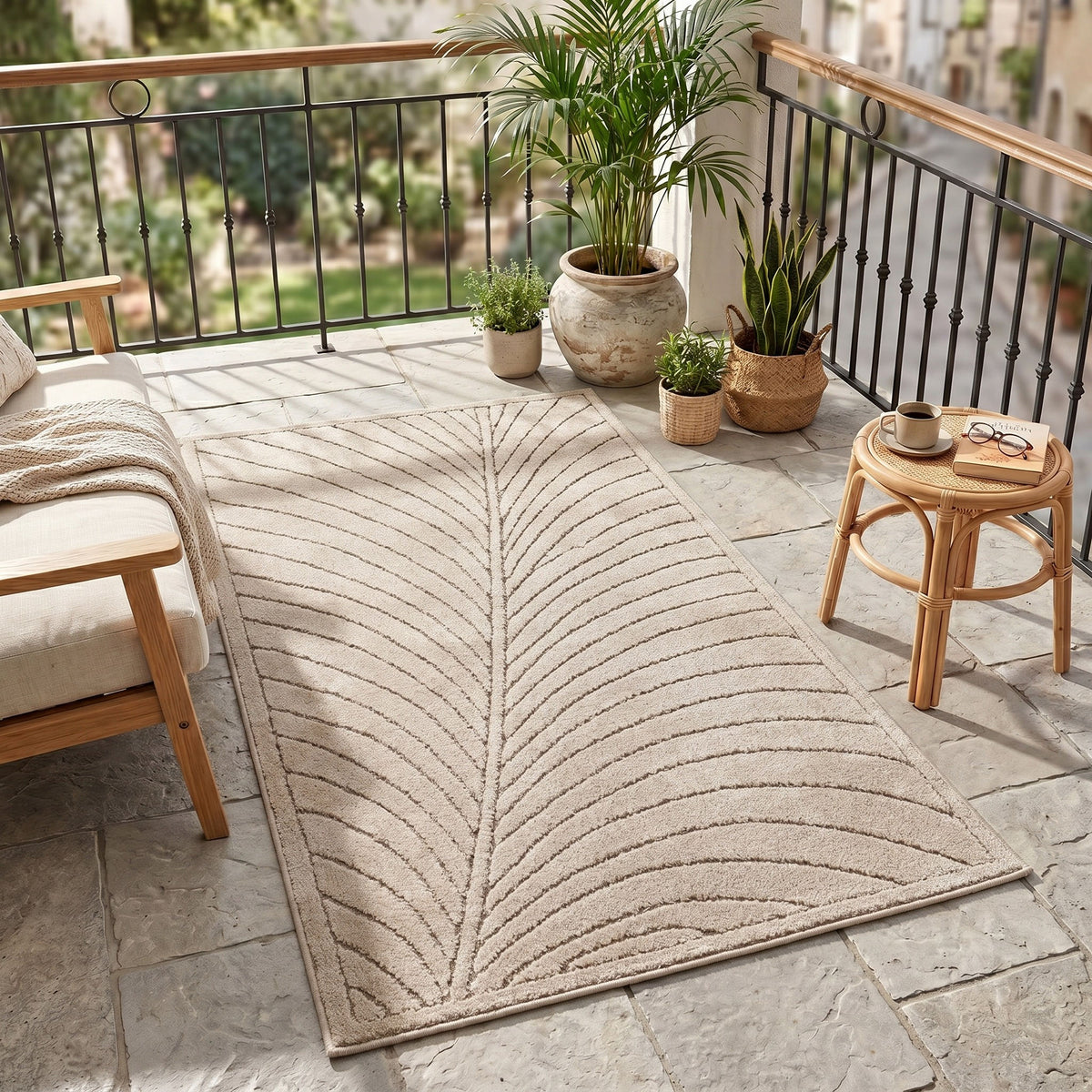Nora 1204 beige · Moderner Teppich für Indoor & Outdoor