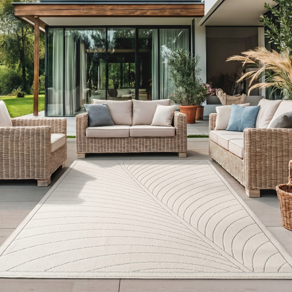 Nora 1204 creme · Moderner Teppich für Indoor & Outdoor